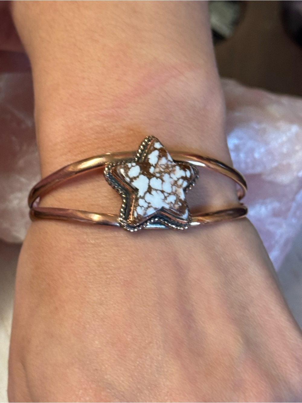 Wild Horse Stone Star COPPER Cuff - Southwestern Style - Size 6 - 7.5